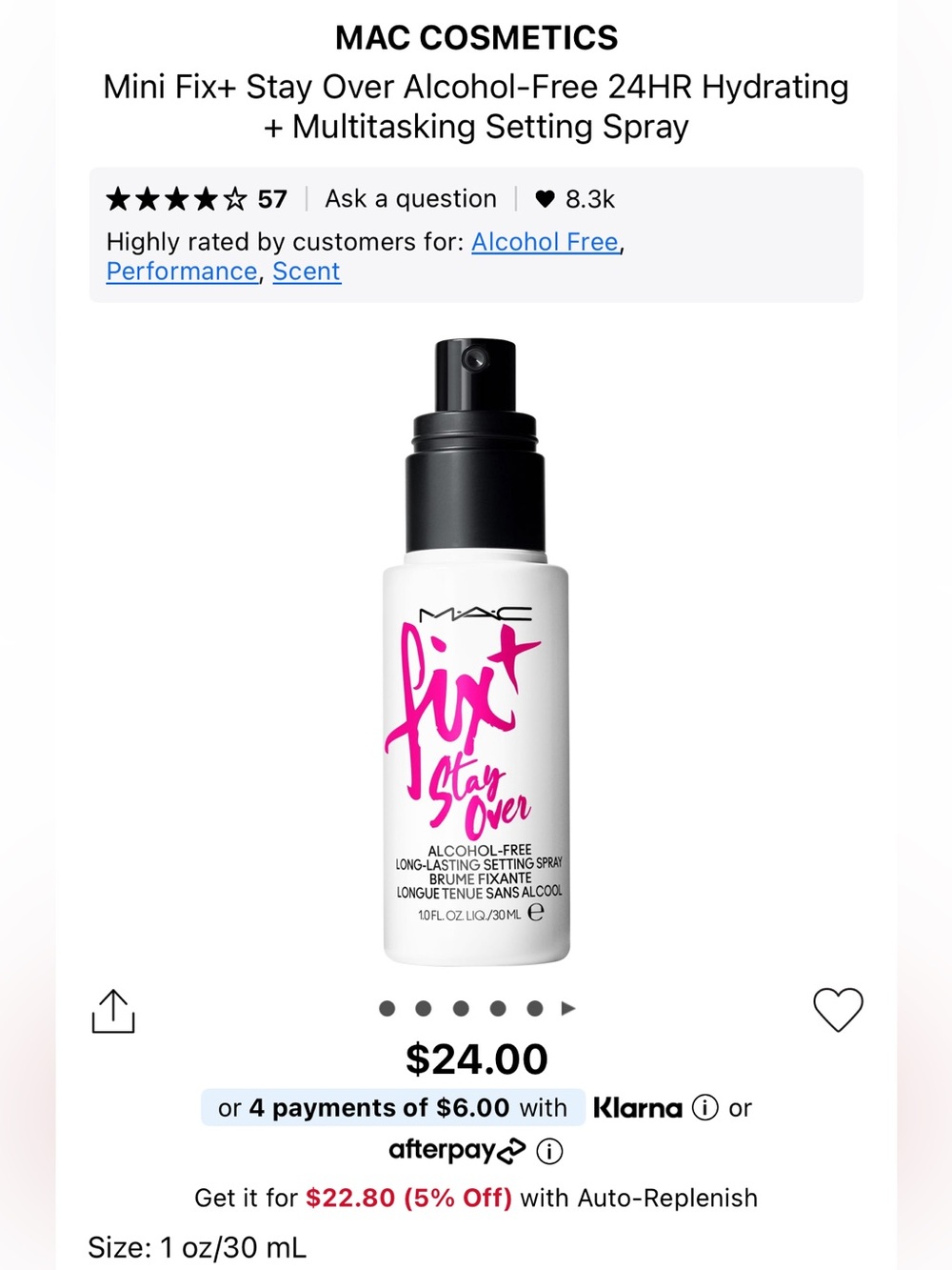 MAC Cosmetics Fix+ Stay Over Long-Lasting Setting Spray